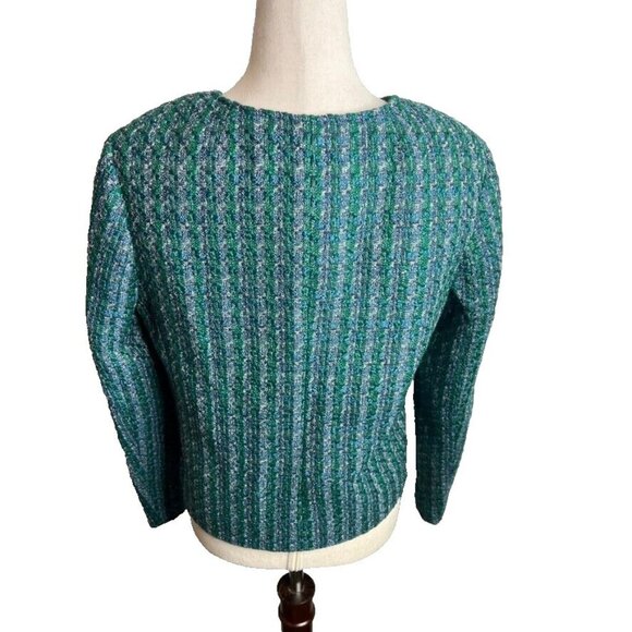 J.Crew Womens $228 Tweed Lady Jacket Blue Green Size 8 BS926 - Picture 7 of 11